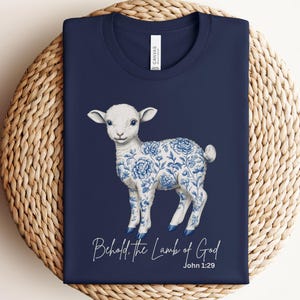 Toile De Jouy Christian Shirt|Behold The Lamb|Easter Lamb Tee|Christian Shirts|Religious Shirt|Christian Apparel|Christian Gifts|Bible Verse