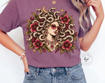 Glam Medusa Shirt|Greek Mythology T-Shirt|Feminist Halloween Comfort Colors Tee