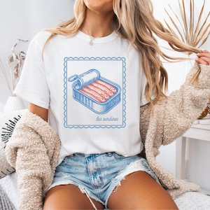 Sardines Shirt Tinned Fish Tomato GirlComfort Colors|Fisherman Aesthetic|Nautical French Shirt|Distressed Tee|Oversized TShirt| Coquette Tee