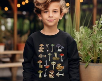 Vintage Mushroom Sweatshirt for Kids|Kids Mushroom Shirt|Mushroom Gifts|Kids Sweatshirt|Mushroom Sweater|Mushroom Clothing|Mushroom Lover