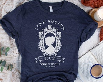 250e anniversaire de Jane Austen|Chemise Jane Austen|250e anniversaire de Jane Austen|Fans de Jane Austen|Cadeaux Jane Austen|Chemise livresques|Cadeaux livresques
