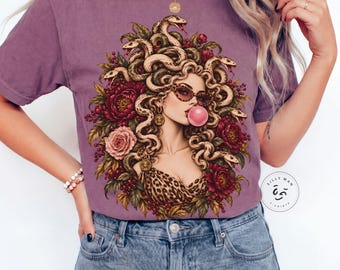 Medusa Bubblegum Shirt|Comfort Colors Greek Mythology Graphic T Shirt|Feminist Halloween Tee