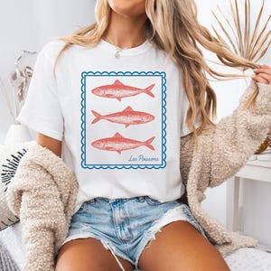 Sardines Shirt|Comfort Colors|Fisherman Aesthetic|Nautical Fish Shirt|French Shirt|Coastal Graphic Tee|Distressed Tee|Coquette Clothes