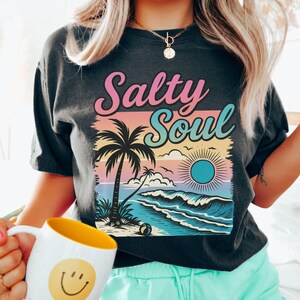Salty Soul Shirt|Comfort Colors|Beach T Shirt|Retro Summer Shirt|Beachy Shirt|Coastal Cowgirl|Salty Beach Shirt|Ocean Lover|Beach Vibe