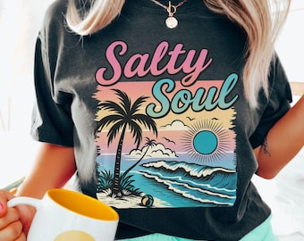 Salty Soul Shirt|Comfort Colors|Beach T Shirt|Retro Summer Shirt|Beachy Shirt|Coastal Cowgirl|Salty Beach Shirt|Ocean Lover|Beach Vibe