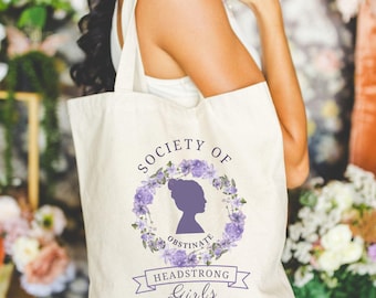 Jane Austen Tote Bag|Pride and Prejudice Canvas Tote Bag|Obstinate Headstrong Girls|Jane Austen Gifts|Bookish Gifts|Book Lover Gift|Book Bag