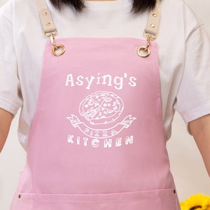 Personalized Linen Kitchen Apron,Custom Cooking Apron with Pocket,Customized Apron,Chef Printed Apron,Cute Apron For Women Men,Printed Apron