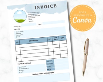 Editable Business Invoice Template: Modern Feminine Design (Canva)