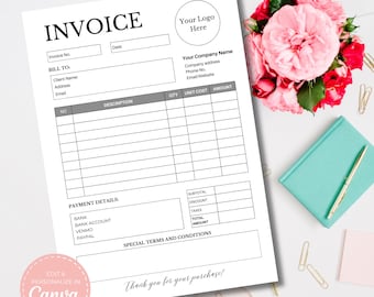 Editable Invoice Template: Minimalist Business Form (Canva Template)