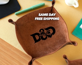 Custom Leather Dice Tray, RPG dice rolling tray, DND, Tabletop dice tray, Dungeons and Dragons dice tray, engraved dice tray, Christmas gift