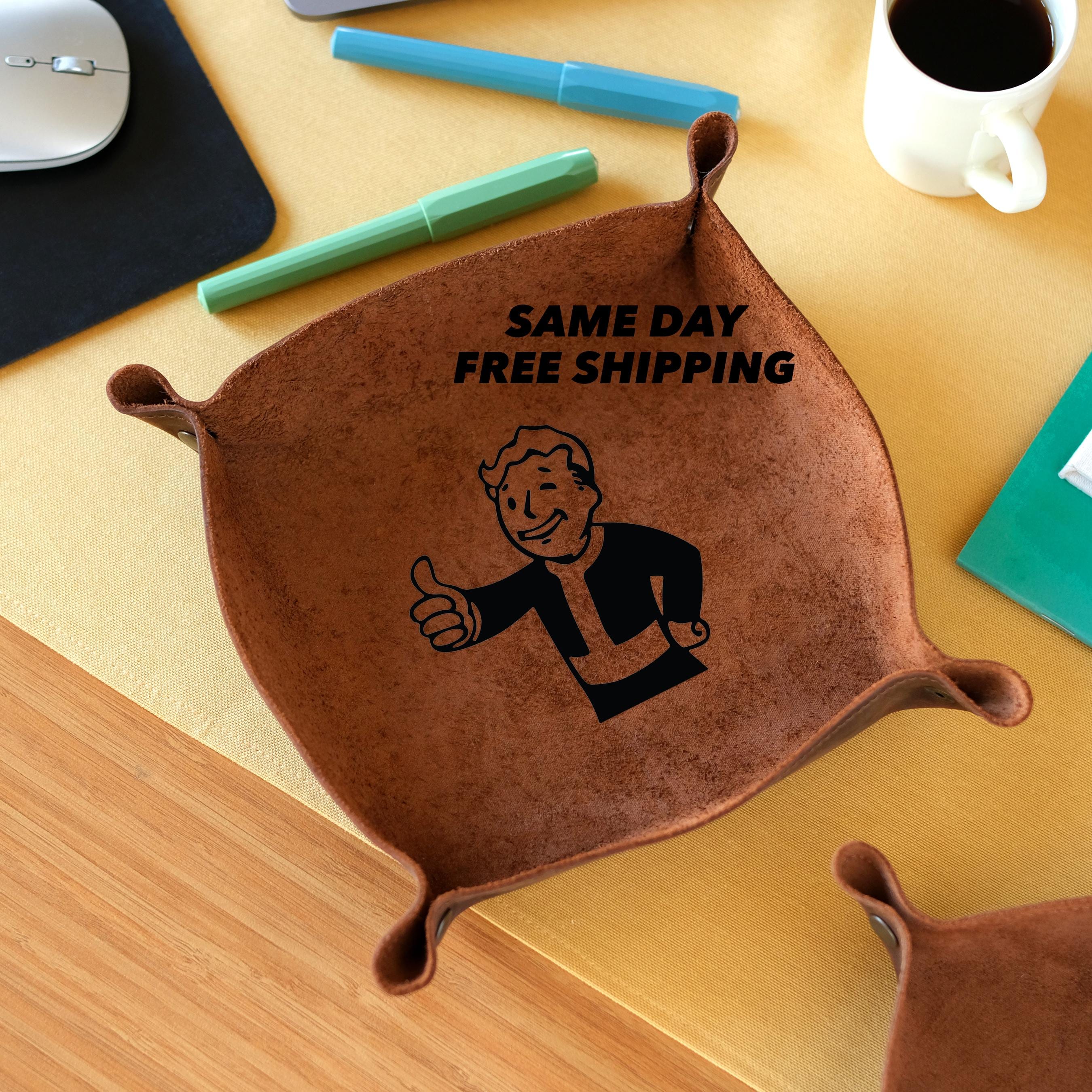 Fallout Leather Valet Tray, Christmas Gift, Gamer Gift, Gifts for Him, Personalized Gifts Leather Tray, Birthday Gift, Holiday Gift