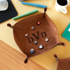 Dice Tray, Rolling Tray, Dnd Gifts, Leather Valet Tray, DnD Accessories and Essentials, Portable Tabletop Board Games Tray