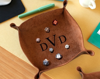 Dice Tray, Rolling Tray, Dnd Gifts, Leather Valet Tray, DnD Accessories and Essentials, Portable Tabletop Board Games Tray