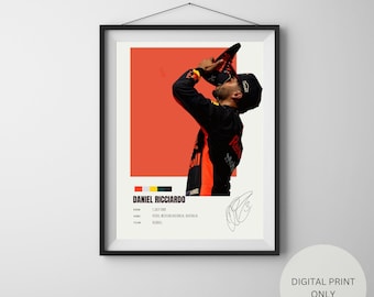 Daniel Ricciardo, Formula One, Race Car Driver, Sports Poster, Minimalist Wall Art, 3 Sizes Offered