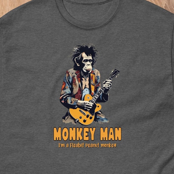 Monkey Man classic rock tshirt salutes the legacy of The Rolling Stones. Turn heads with this custom designed rock & roll vintage shirt.