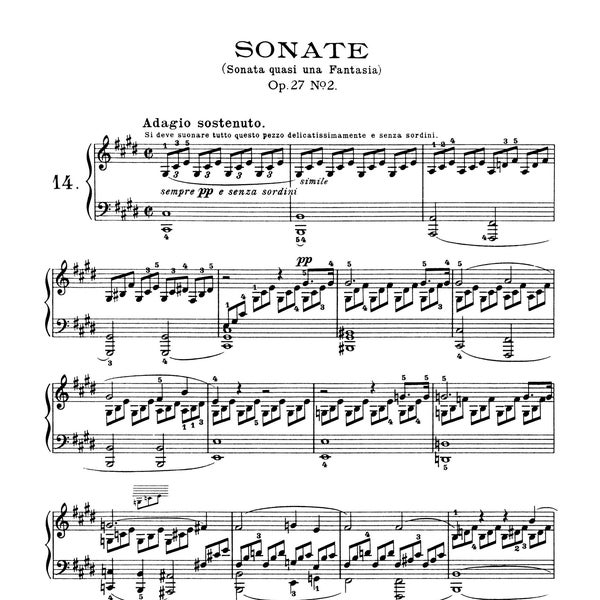 Moonlight Sonata (Full) Sonata No. 14 Op. 27 No. 2 ORIGINAL BEETHOVEN SONATA