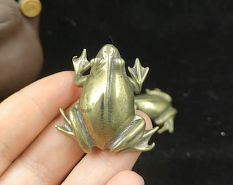 Brass Frog Amulet Copper Mythological Animals Home Decoration Mini Gold Frog Stuff Zen Meditation Shelf Decor Accents Fengshui Wealth PSY006