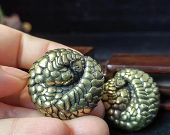 Get 2 Copper Statue cute Statue pangolin Lucky Brass Home Desk Ornament Miniature Feng shui Tea Pet Antique Business Statue  OrnamentsPSY038