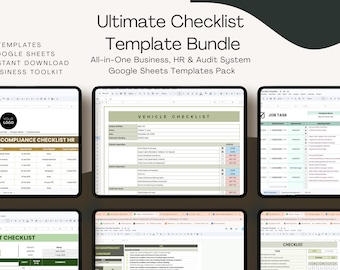 Business Checklist Template Bundle, Google Sheets Task Tracker (Digital Download)