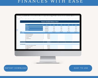Finance Balance Sheet Template | Google Sheets Accounting Tracker | Business Finance Organizer
