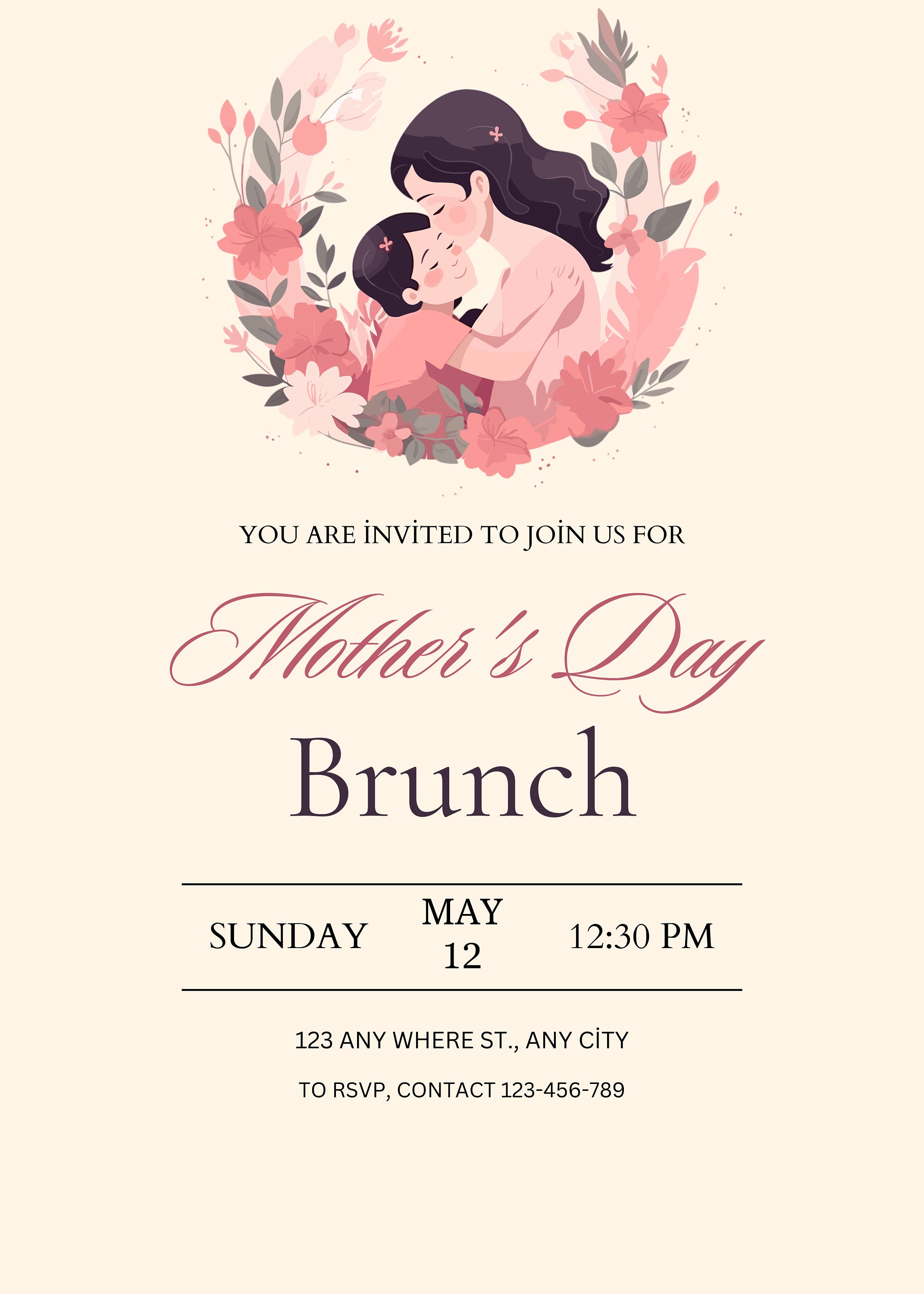 Editable Mothers Day Brunch Invitation, Printable Mother's Day Brunch ...