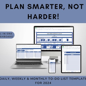 To Do List 2024 Google Sheets Template | Daily Weekly Monthly Task Planner | Productivity Tracker | Editable Spreadsheet PDF