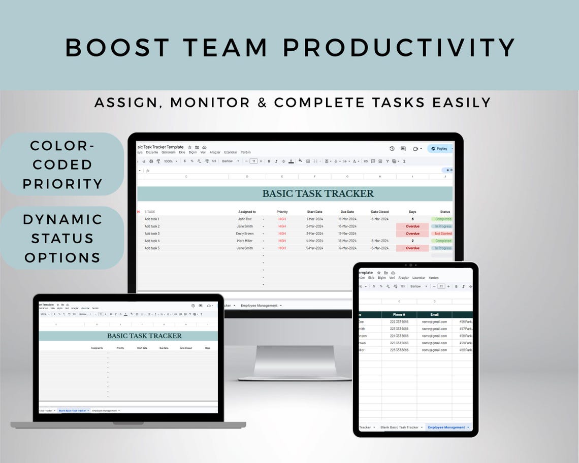 Task Tracker Google Sheets Template: Project Management, To-do List - Etsy