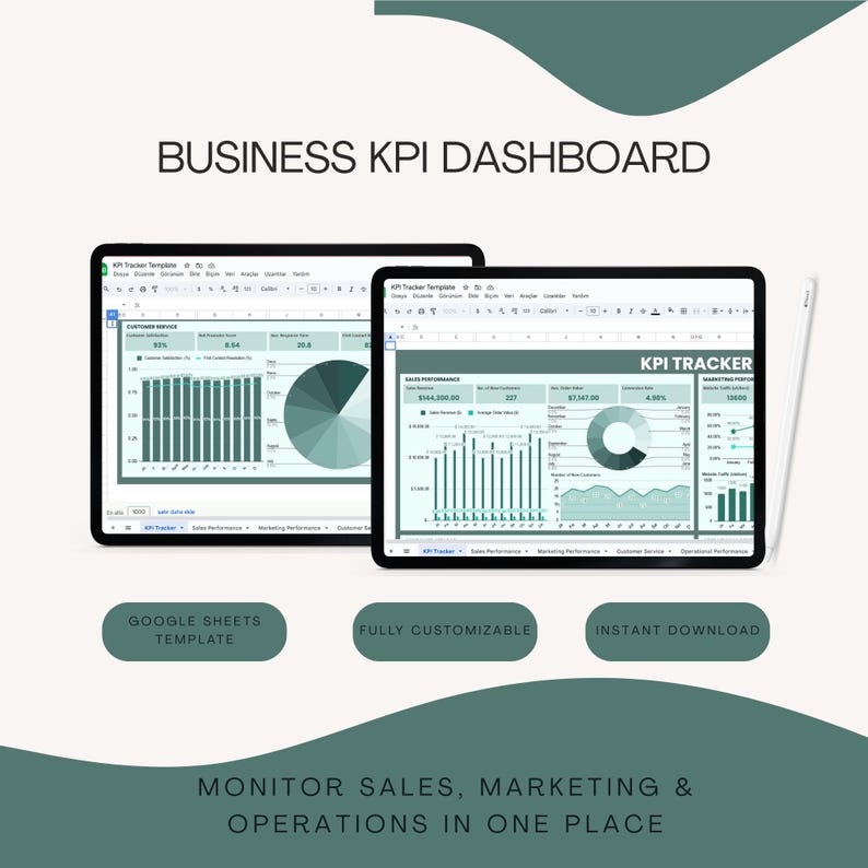 Business KPI Dashboard | Google Sheets Template | Track Sales ...
