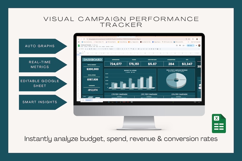 Marketing Campaign Dashboard Template – Google Sheets Budget, Spend ...