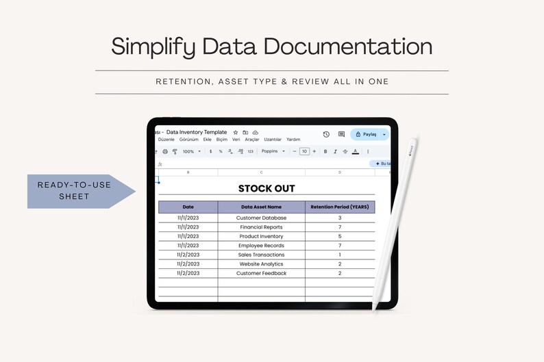 Data Inventory Template | Google Sheets Tracker for Backup, Retention ...