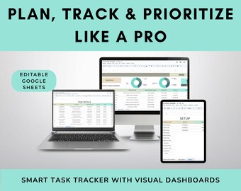 Google Sheets Task Tracker: Project Planner Dashboard (Digital Download)