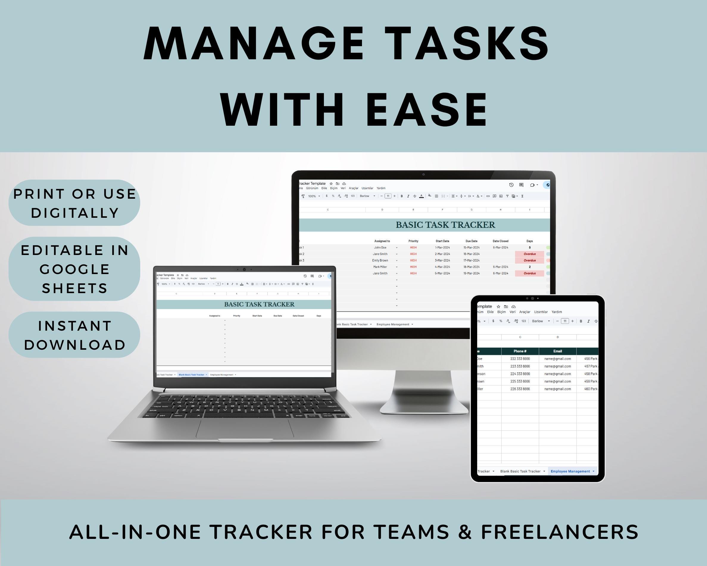 Task Tracker Google Sheets Template: Project Management, To-do List - Etsy