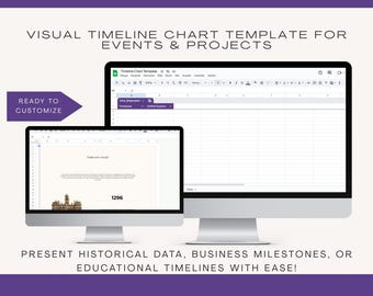 Editable Timeline Chart Google Sheets Template | Project & Event Timeline Tracker | Visual History Presentation Tool