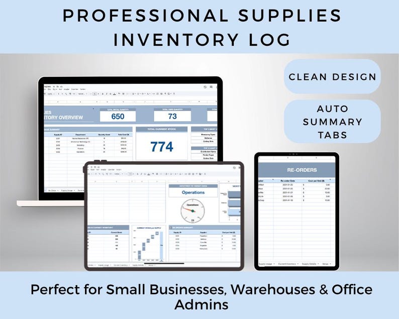 Tab Layout Database Inventory Google Sheets Supplies Inventory Tracker | Inventory Management ...