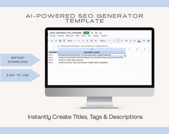 AI SEO Generator Template for Etsy | Google Sheets Tool (Instant Download)