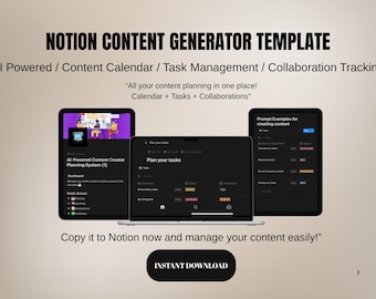 Plantilla de Notion para creadores de contenido con IA: Planificador de redes sociales (Descarga digital)