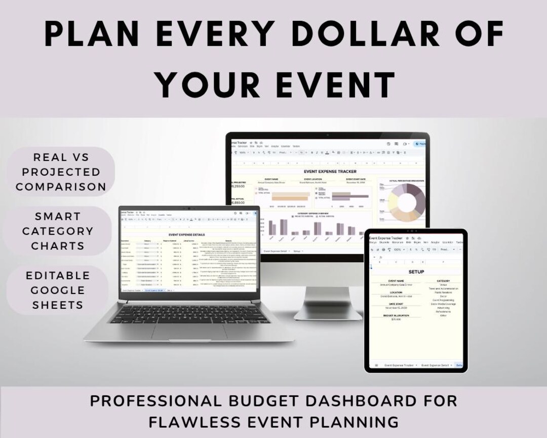Event Moneytracker Event Budget Tracker | Google Sheets Event Expense Planner - Etsy