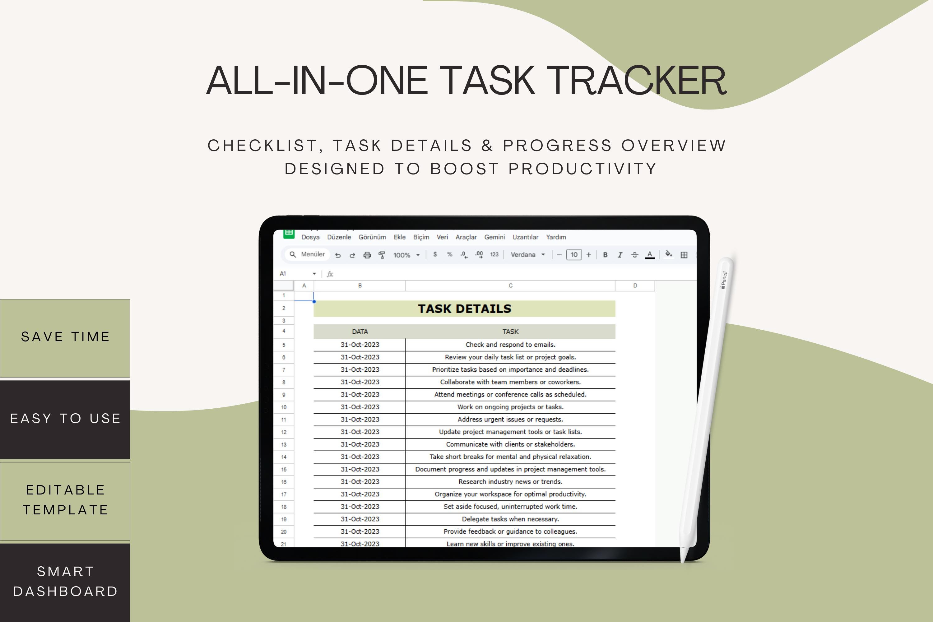 Daily Checklist Google Sheets Template, Task Tracker (digital Download ...