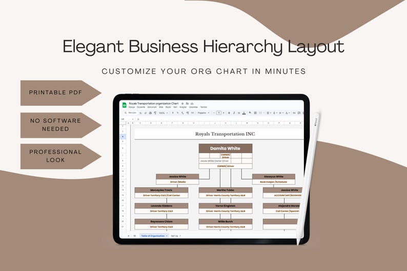 Simple Transportation Org Chart Editable Trucking Company Org Chart | Google Sheets Organizational ...