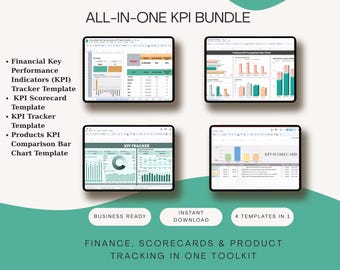 KPI Dashboard Mega Bundle | Finance, Scorecard, Product & Business Tracker Templates
