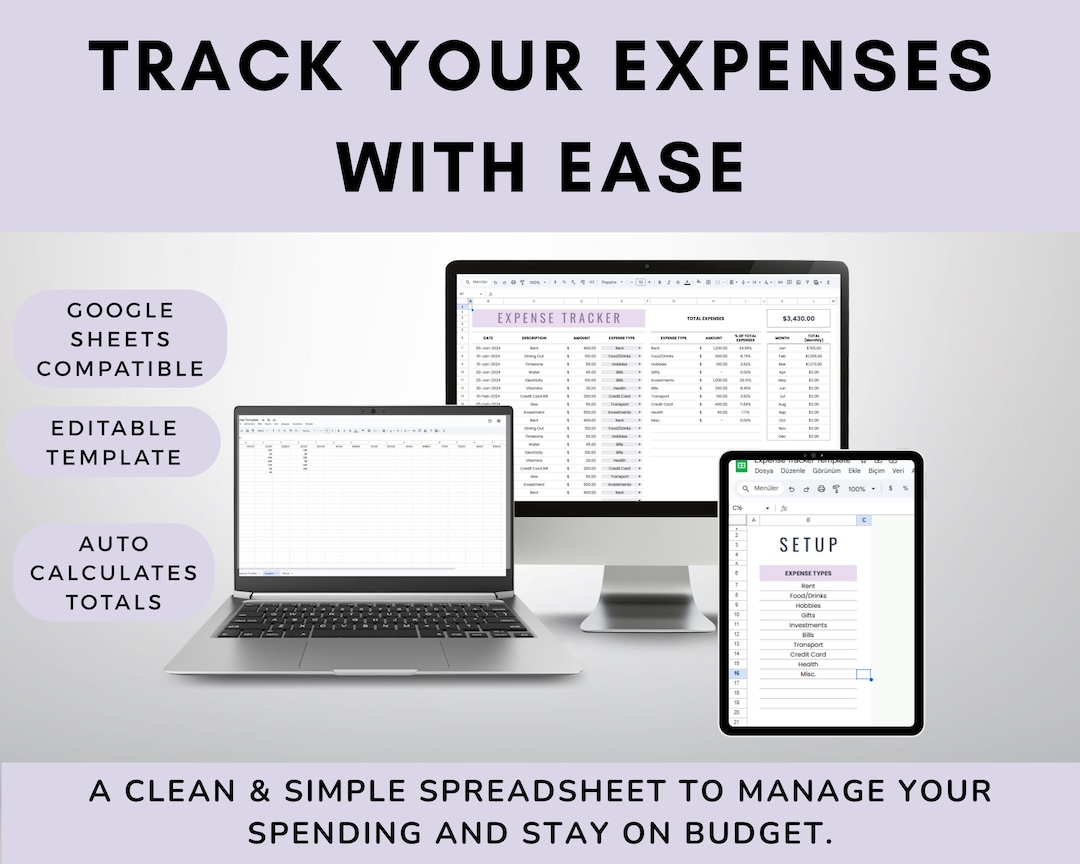 Monthly Expense Tracker Template – Google Sheets Budget Spreadsheet ...