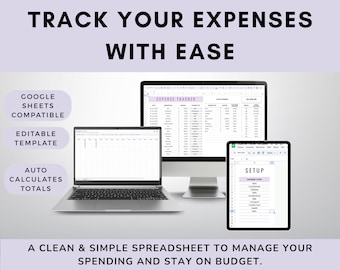 Monthly Expense Tracker Template – Google Sheets Budget Spreadsheet – Digital Money Planner