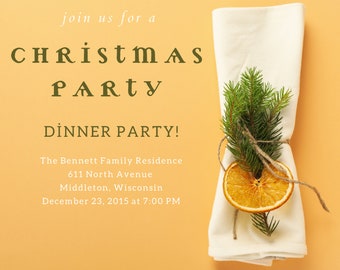 Printable Christmas Card/christmas Invitation/instant Download/printable Template/holiday Party ...