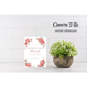 Editable Mothers Day Brunch Invitation, Printable Mother&#39;s Day Brunch Invite, Mobile Mothers Day Invitation Template, Editable Invitation