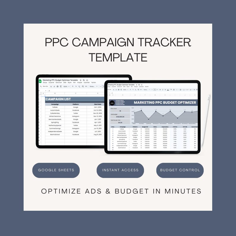 PPC Budget Optimizer Template: Google Sheets Ads Dashboard (digital ...