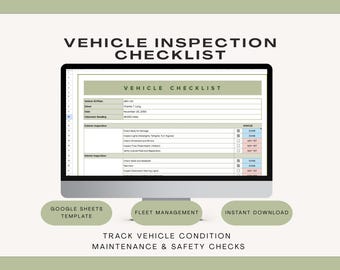 Vehicle Inspection Checklist, Maintenance Log Template (Google Sheets)