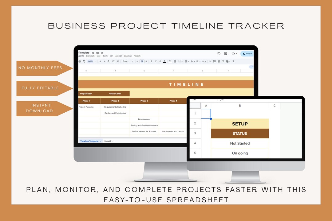 Project Timeline Template: Editable Business Project Tracker (google ...