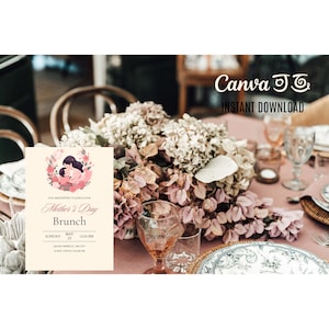 Editable Mother&#39;s Day Brunch Invitation: Canva Template (Digital Download)