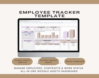 Employee Tracker Google Sheets Template, HR Management Dashboard (Digital Download)