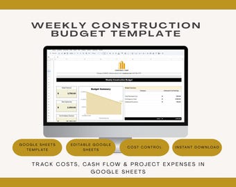 Construction Budget Template Google Sheets | Contractor Cost Tracking Planner (Digital Download)